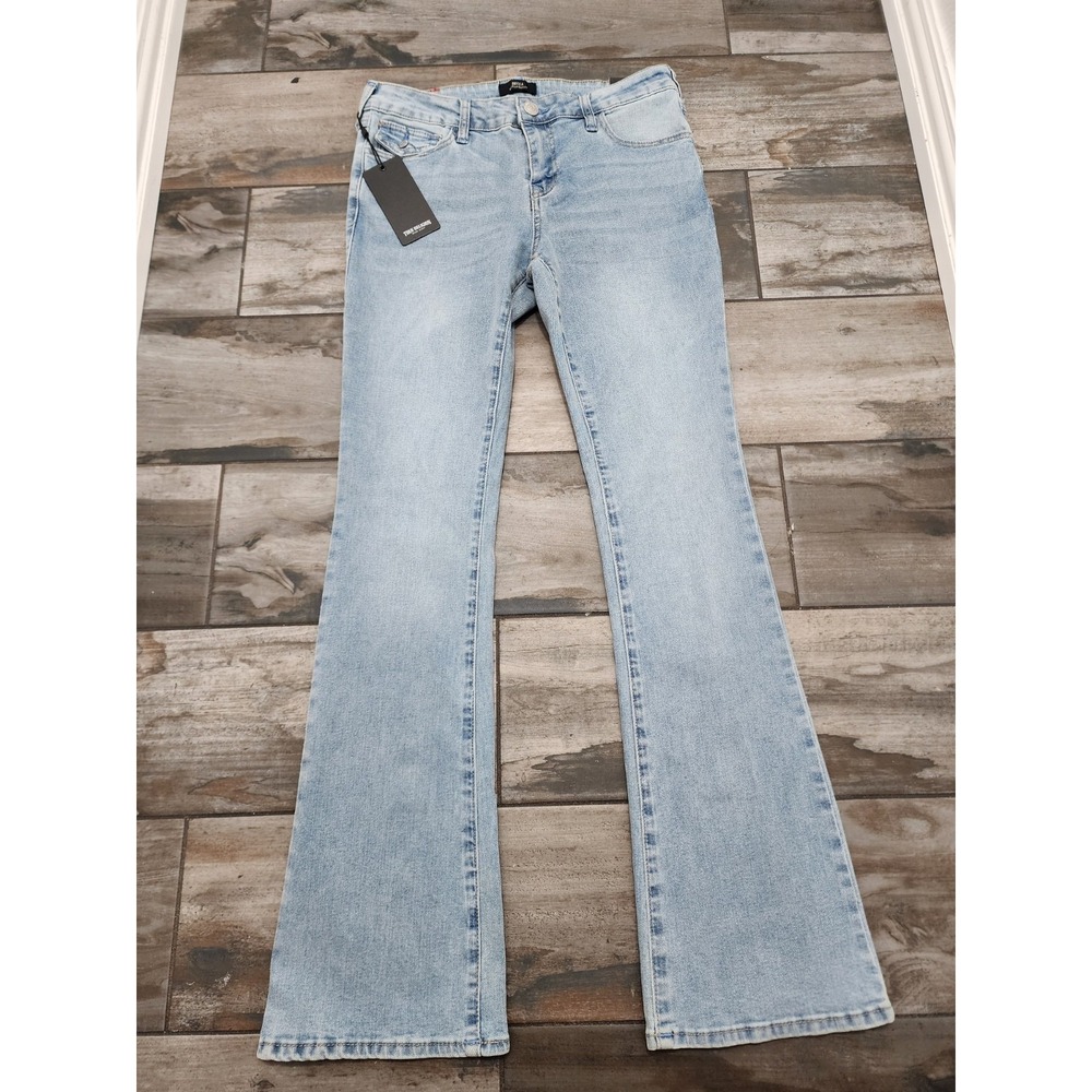True Religion BECCA Mid Rise Flap Bootcut Jeans Woman's 29 Light Lakeside Wash - Picture 2 of 16